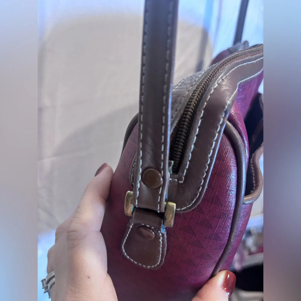 Vintage 1984 Liz Claiborne Burgundy and Brown purse great condition